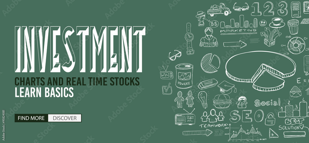 Wall mural Investment Chart concept with Doodle design style