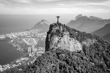 Aerial view of Christ the Redeemer and Rio de Janeiro city