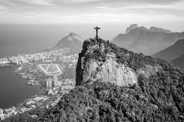 Raamstickers Luchtfoto van Christus de Verlosser en de stad Rio de Janeiro © f11photo