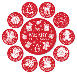 Round Christmas greeting cards set. Vector illustration
- 95824631