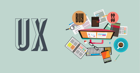 UX User Experience Background concept with Doodle design style