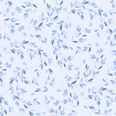 vector seamless pattern with leaves and stems in doodle style