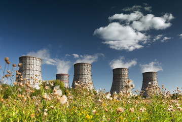 Obraz premium cooling tower of a nuclear power plant