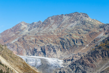 Autumn view of Aletsch glacier and Eggishorn