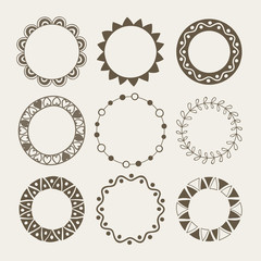 Vector set of nine different frames. Vector isolated illustration.