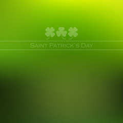 Trefoil and quatrefoil on green blurred background for St. Patricks Day. Vector illustration.