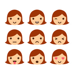 Cute cartoon girl emoticons