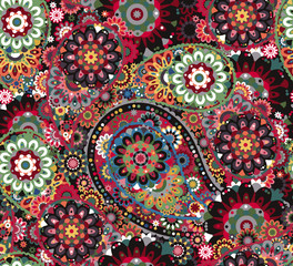 Traditional oriental seamless paisley pattern. Vintage flowers background