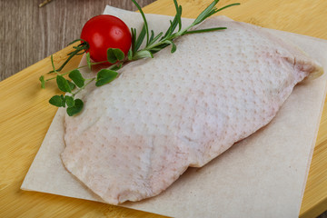 Raw duck breast
