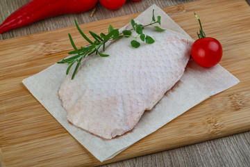 Raw duck breast
