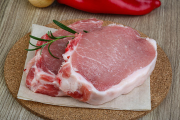 Raw pork steak