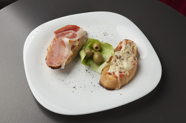 sandwiches, baked with prosciutto and cheese