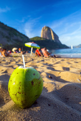 Coconut and beach in Rio de Janeiro