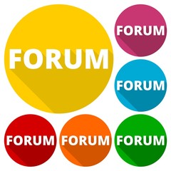Forum icons set with long shadow