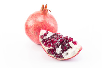 Ripe pomegranate isolated on white