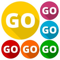 Go icons set with long shadow