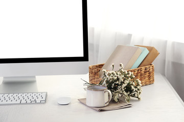 Office workplace with modern computer