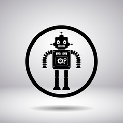Silhouette of a robot in a circle
