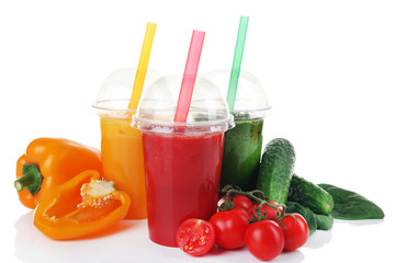 Fresh juice mix fruit, healthy drinks isolated on white