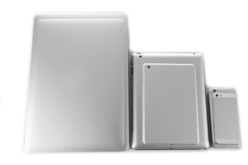 Gadgets on grey background