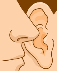 Closeup of person telling a hush secret