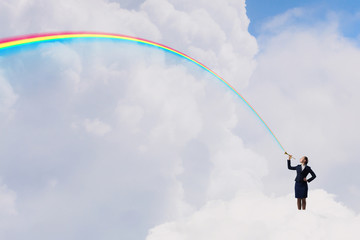 Businesswoman play pipe