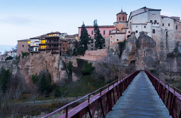 Fototapeta na wymiar dawn view of Cuenca from Saint Paul bridge
