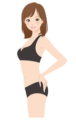 Naklejka premium ダイエットイメージ 美容 若い女性