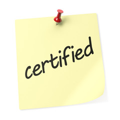 Certified yellow sticky note