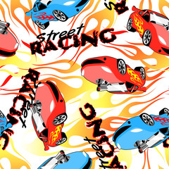 Street racing seamless pattern
