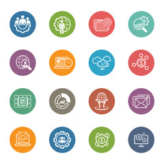 Flat Design Business Icons Set.