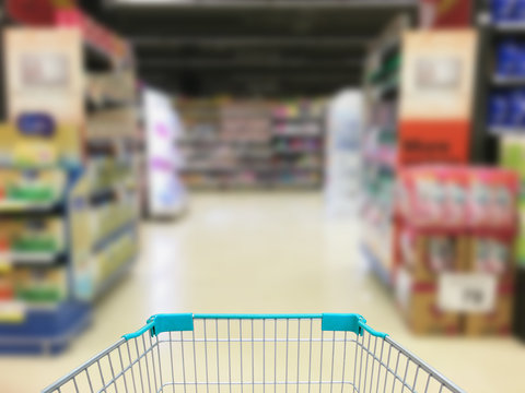Shopping Cart View in Supermarket