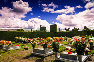 Groomed Graves In The Cemetery, Tulcan, Ecuador