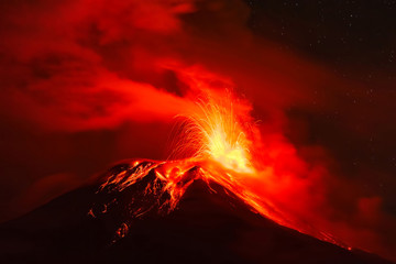 Tungurahua Volcano At Night, South America