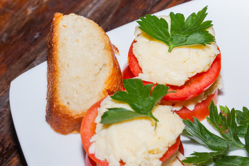 Tomato Toast With Basil Cream Cheese