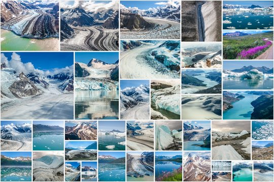Alaskan glaciers collage