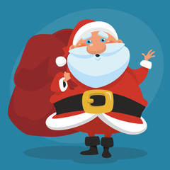 Cute Santa Claus with large bag