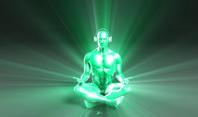 Man Listening to Music Meditating