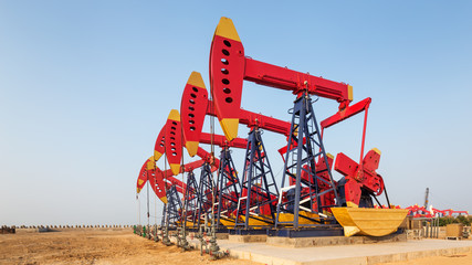 view of oilfield with pump units running
