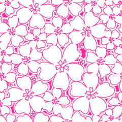 Tropical hibiscus flowers seamless pattern