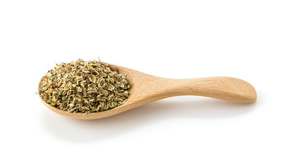 oregano on wood spoon