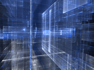 Abstract digitally generated image glass wall