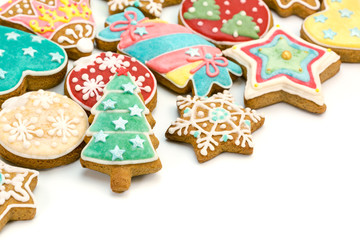 various homemade christmas cookies on white`````````