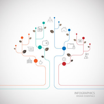 Line tree info graphic design.