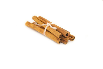 Cinnamon sticks on white background