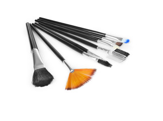 Professional make-up tools isolated on white background