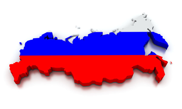 Russia Flag Map Stock Illustration