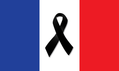 France flag with black ribbon vector