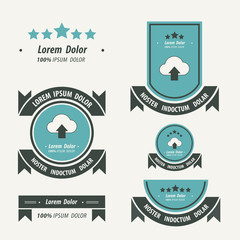 Upload cloud  Label And Ribbon blue and black color