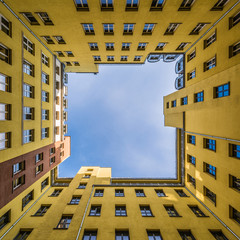 A vertical view of a backyard in Berlin